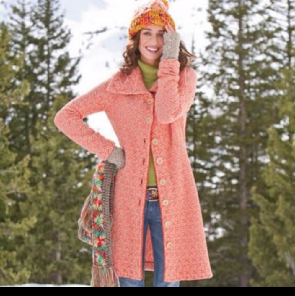 SUNDANCE Catalog Knit Danika Sweater Coat size medium